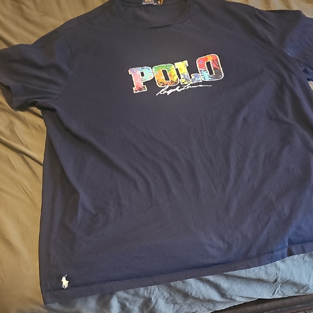 Polo by Ralph Lauren Navy Blue Tee with Multicolor Logo
